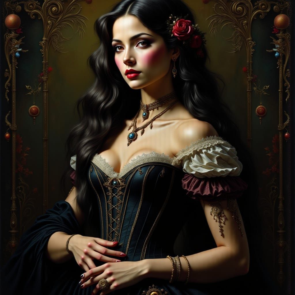 Dark Woman in Elaborate Corset