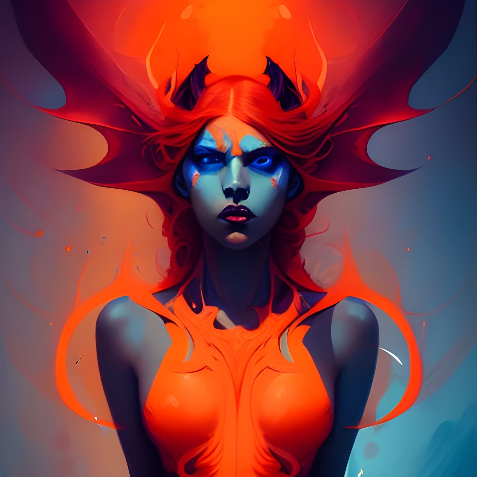 Orange Bat Succubus Portrait in Artgerm Style