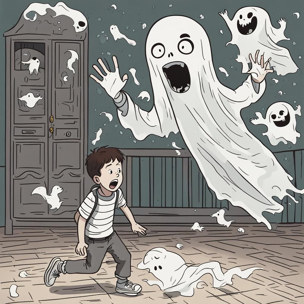 Boy Confronted by Ethereal Ghosts