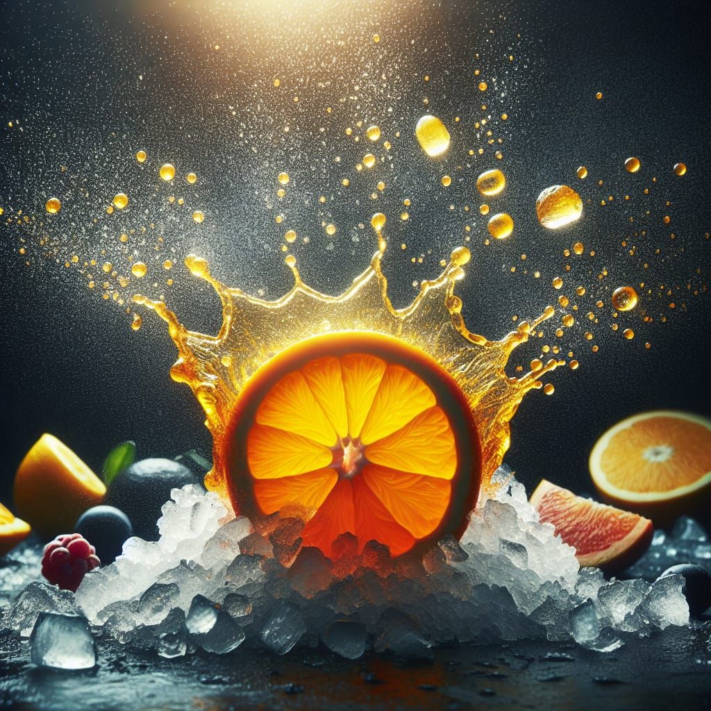 Macro Image of an Orange Slice on Ice