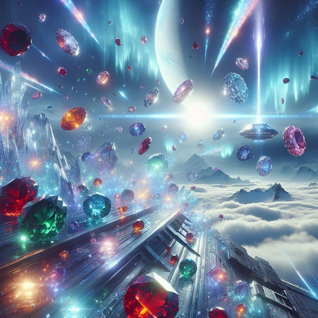 Surreal Science Fiction Scene on Neptune with Cinematic Ligh...