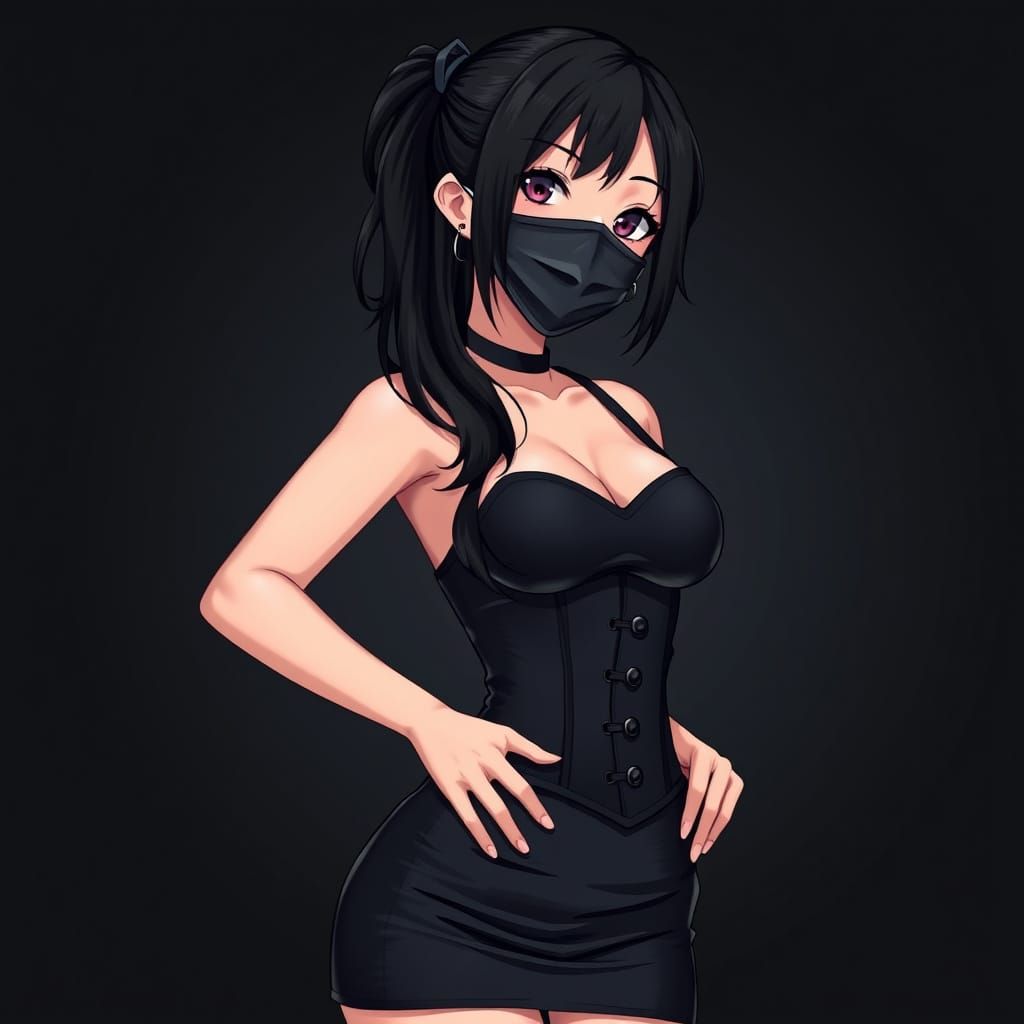 Anime Woman in Latex Outfit, Manga Style