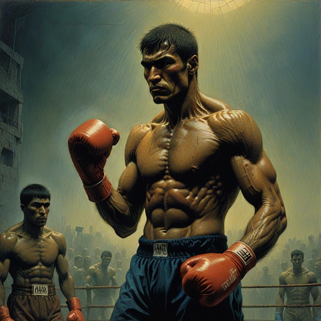Boxing Champion in Surrealist Style
