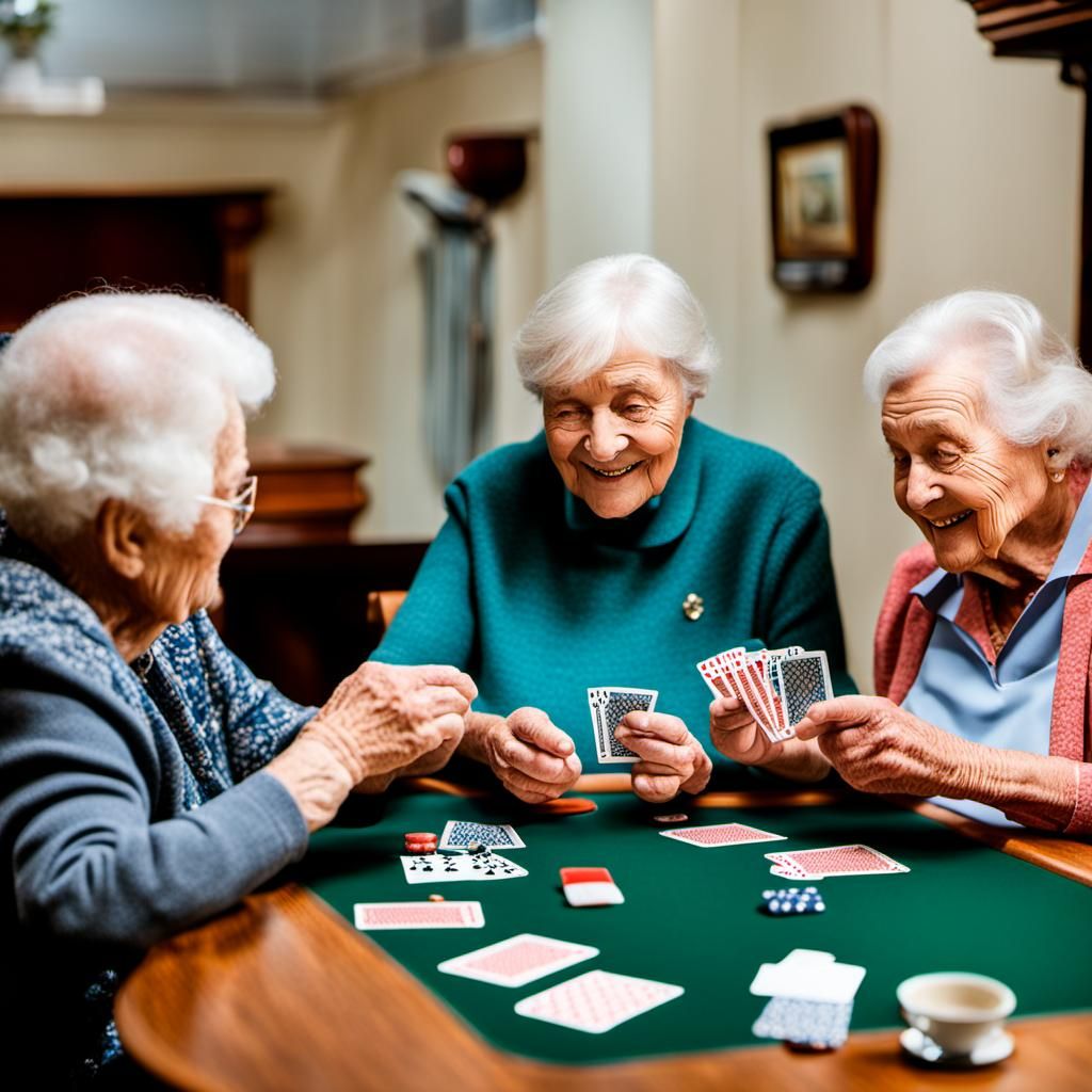 Elderly People Playing Cards in a Home