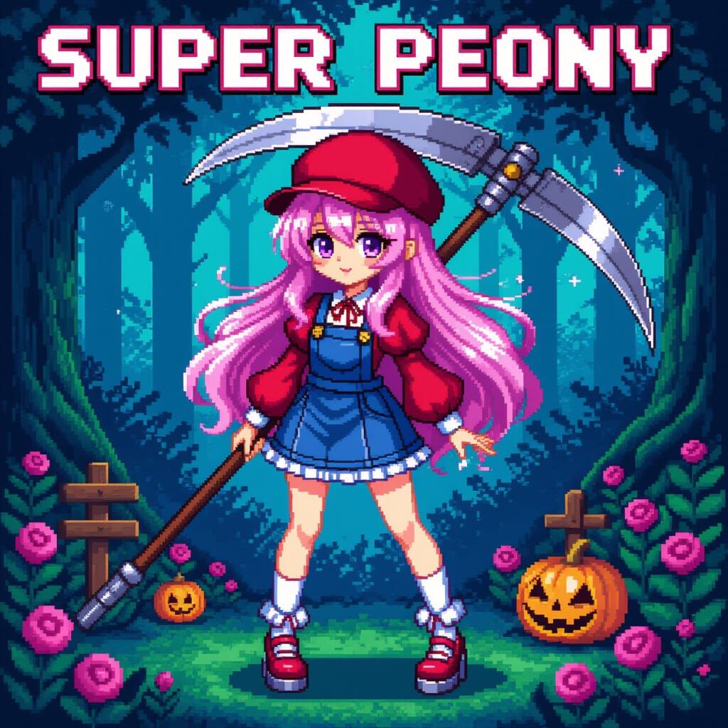 Super Peony: Gothic Anime Girl in 8-bit Game