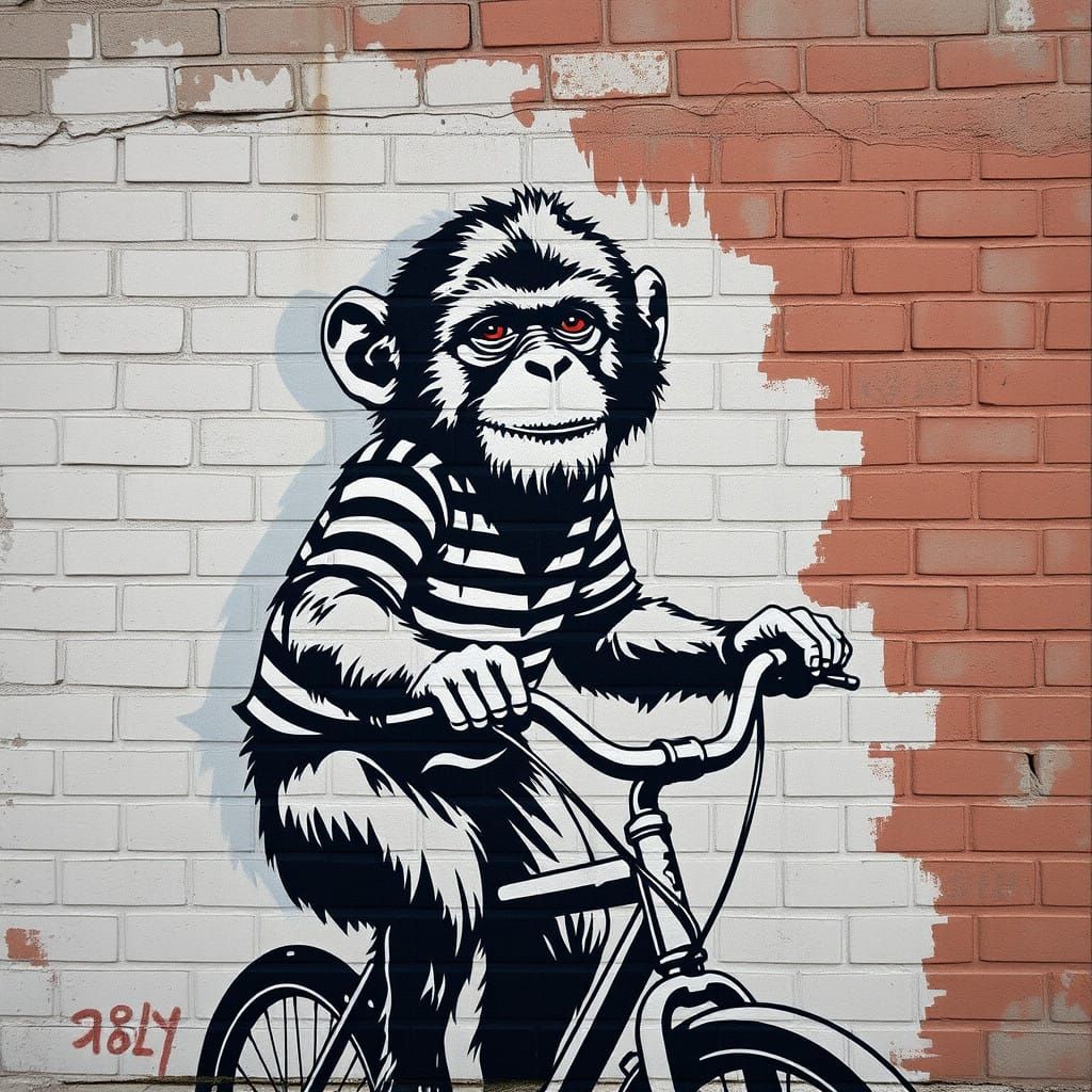 Urban Titi Monkey in Banksy Style