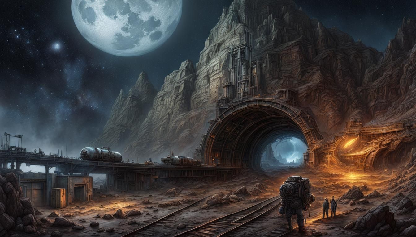 Sci-Fi Mining Entrance on Alien Planet