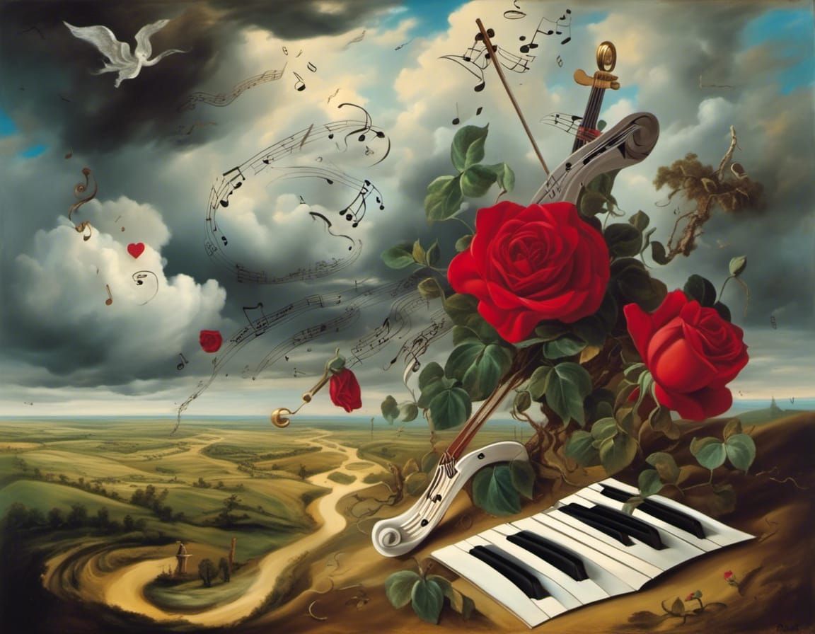 Surreal Cracked Earth With Musical Elements