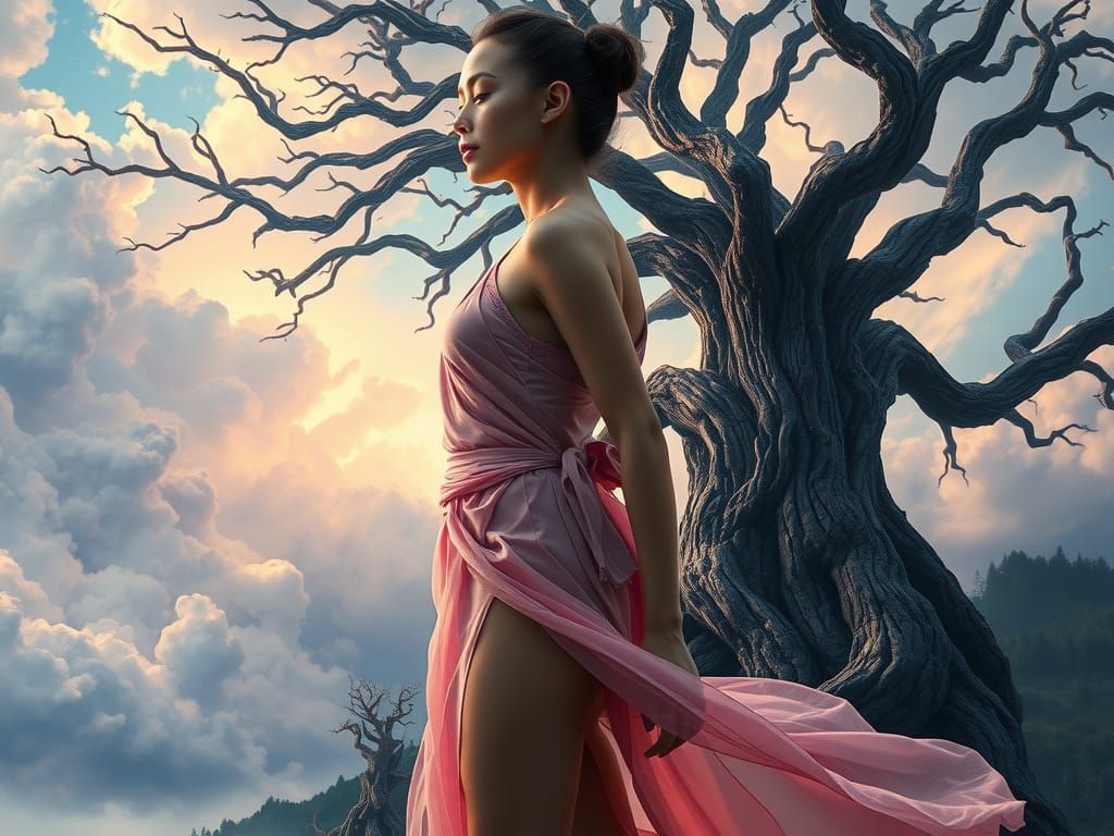 Surreal Fantasy Goddess in Ethereal Nature Realm