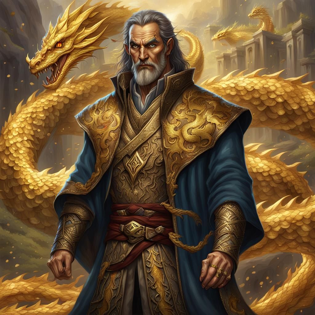 Golden Scaled Sorcerer in Fine Clothes