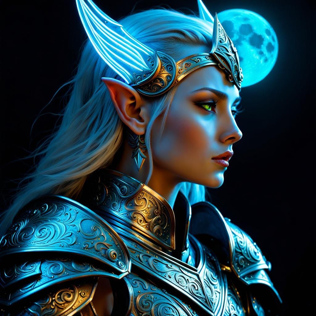 Elven Knight Moonlit Portrait