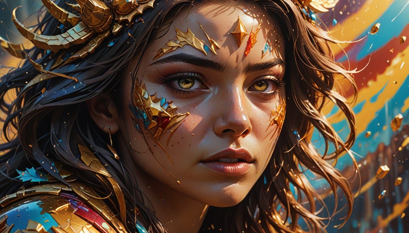 Hyperrealistic Solaria Portrait in Vibrant Splash Art Style