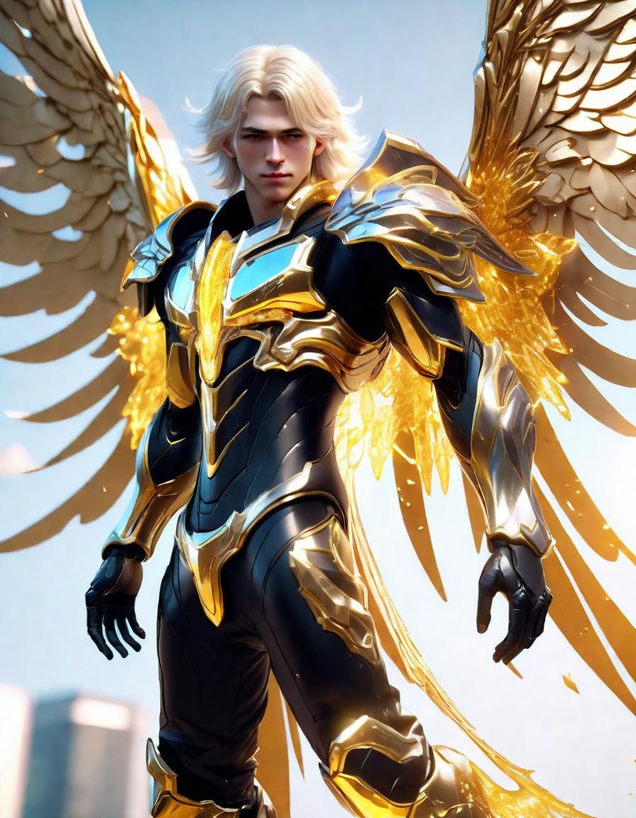 Fallen Angel with Shattered Golden Wings
