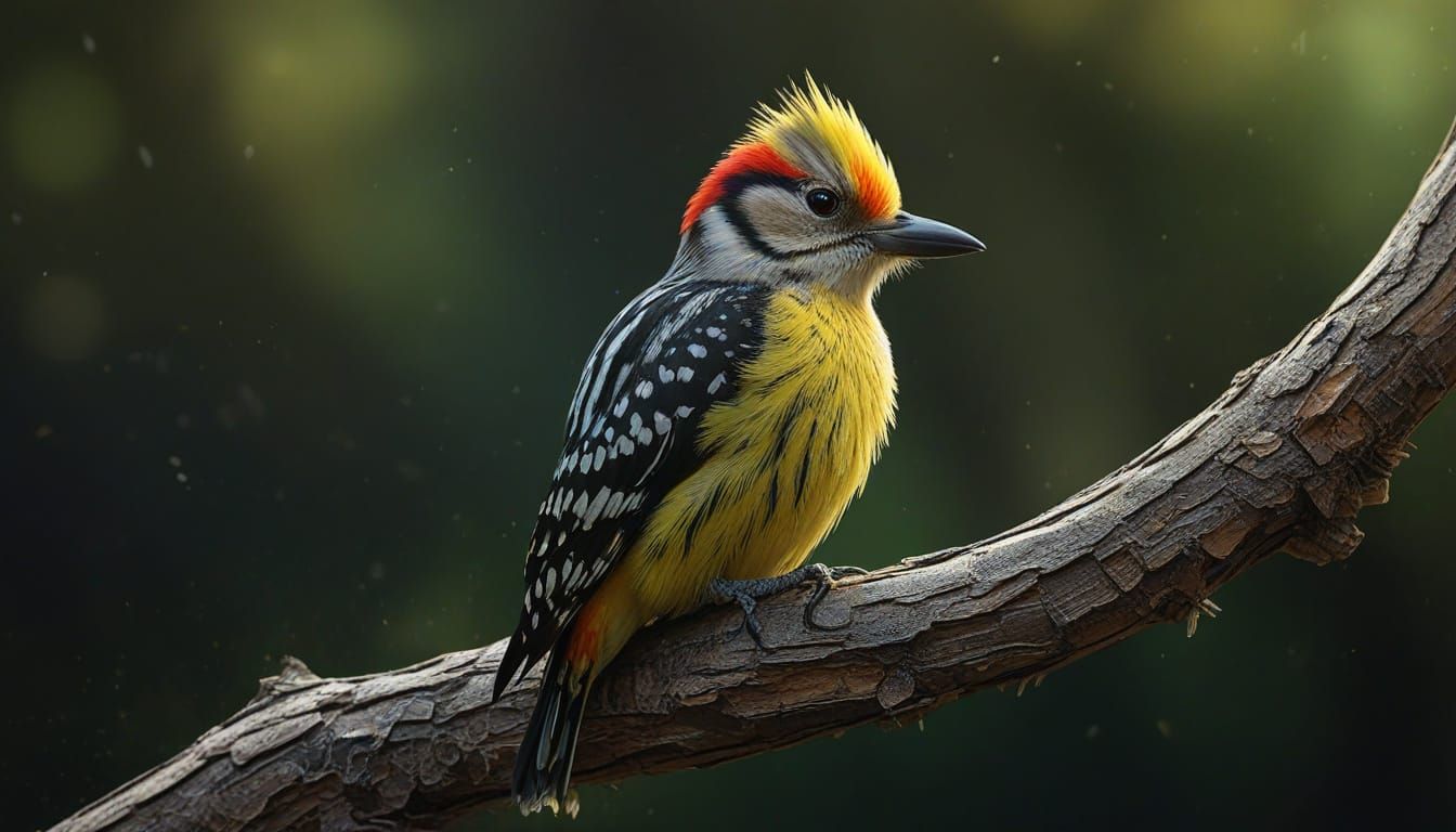 Yellow-Crowned Woodpecker Splash Art Digital Painting