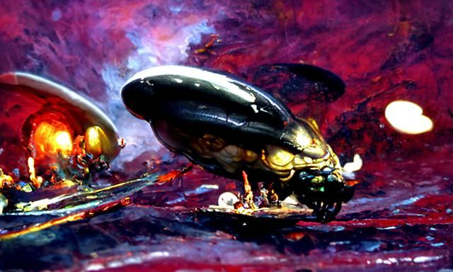 Sci-Fi Spaceship Landing: Realistic Oil Painting