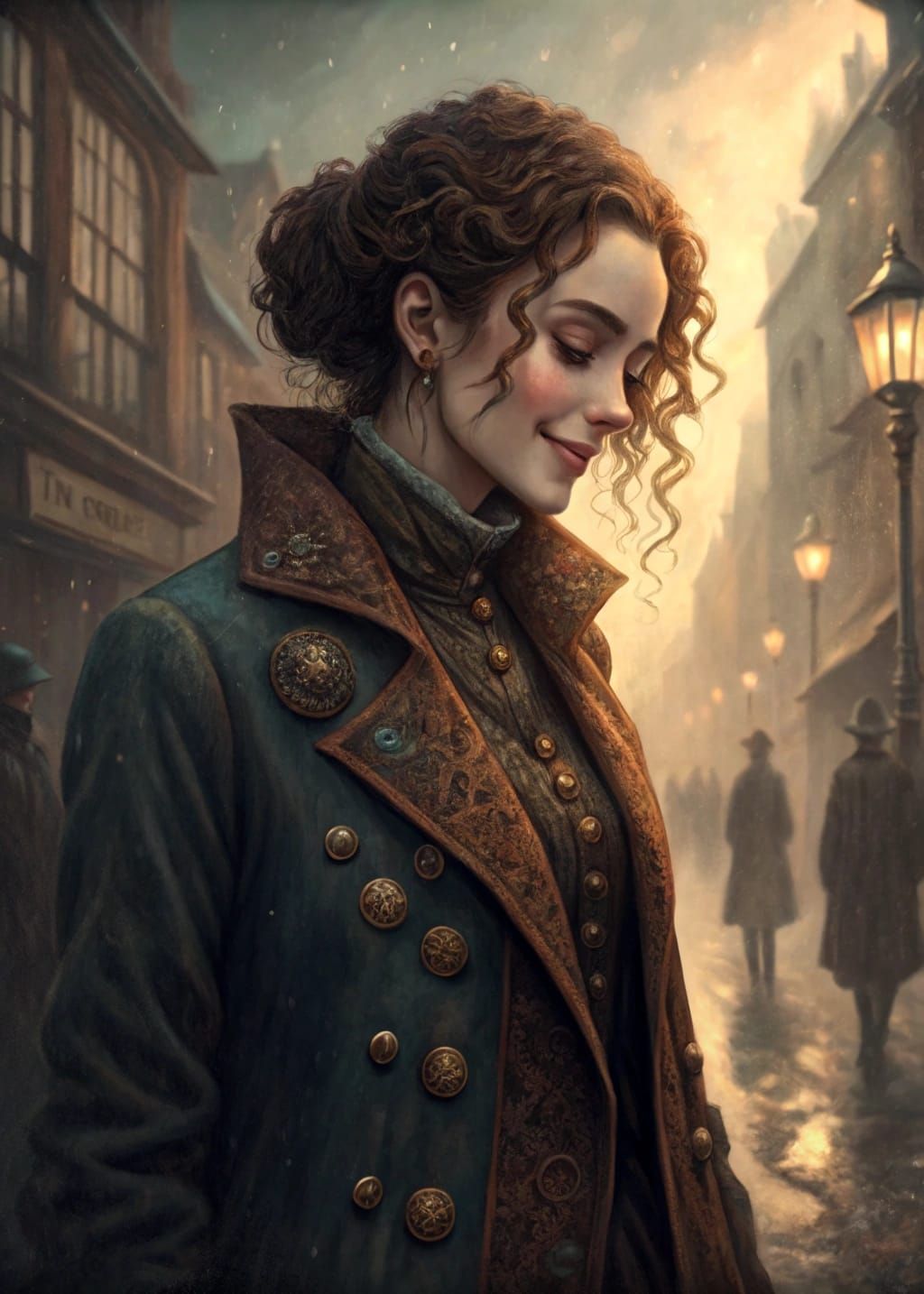 Victorian Cyberpunk Goddess with Shy Smile