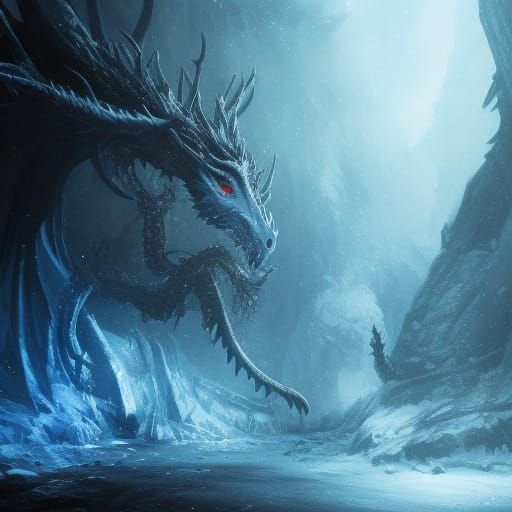Icy Dragon in Dark Fantasy Style