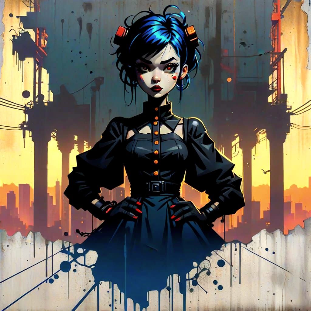Whimsical Cityscape in Vibrant Graffiti Art Style