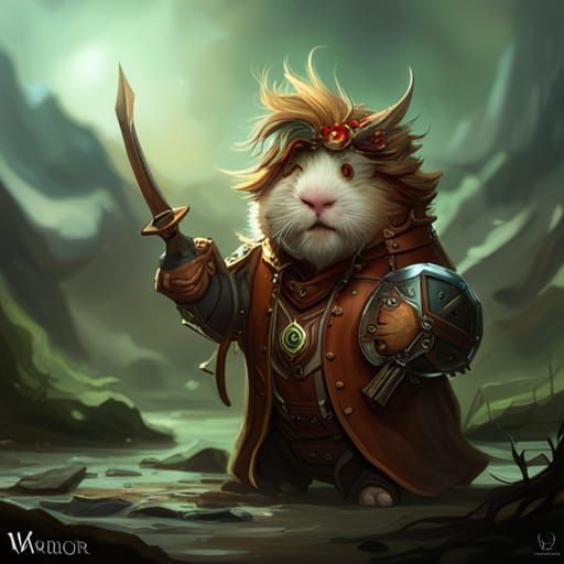 Warrior Guinea Pig Dark Fantasy Concept Art