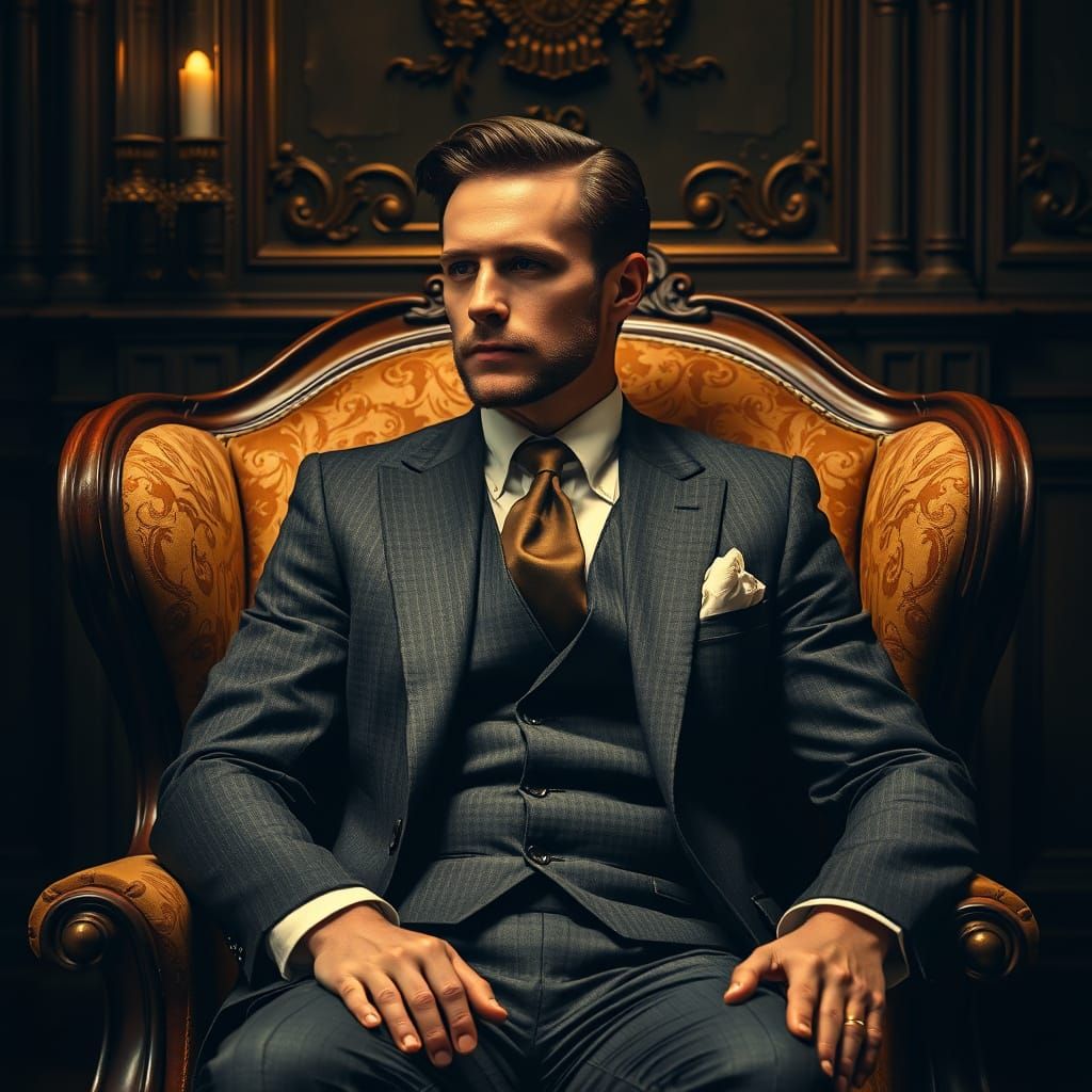 Man in Armchair: Vintage Style Portrait