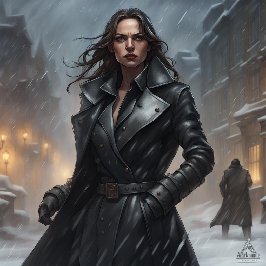 Talia al Ghul in Snow Storm: Hyperdetailed Portrait
