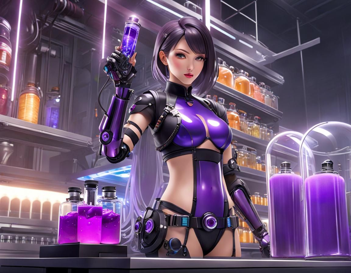 Cyberpunk Mad Scientist with Robotic Arm