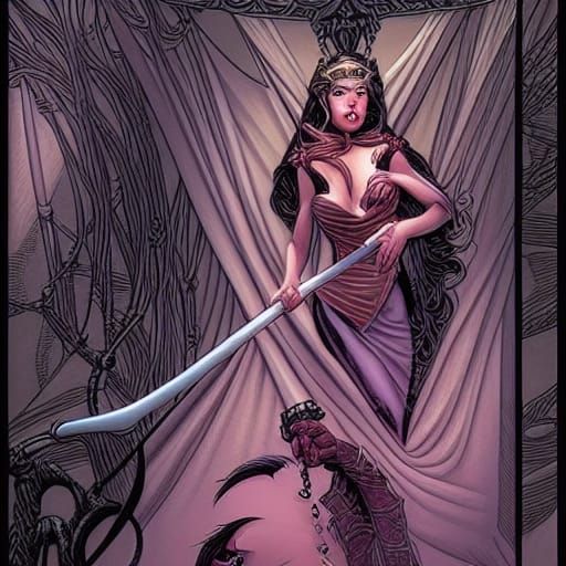 Evil Princess with Braid in Comic Book Style