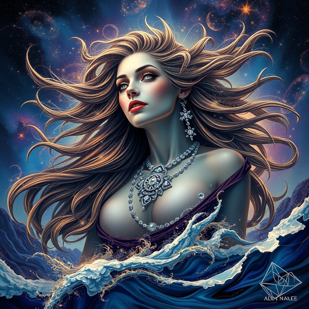 Celestial Siren Emerging from Cosmic Ocean