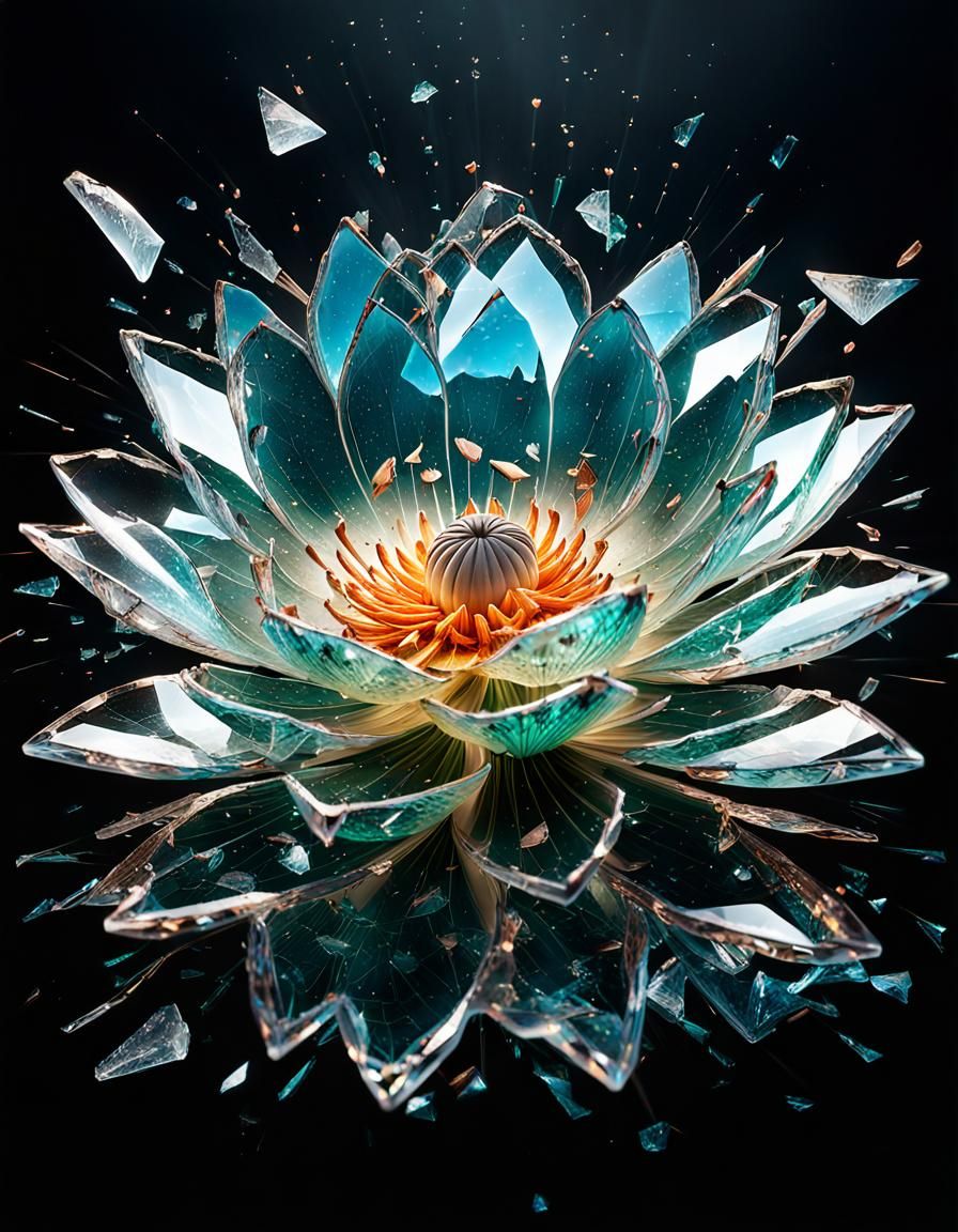 Shattering lotus flower