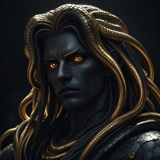 Medusa Portrait in Dark Fantasy Art Style