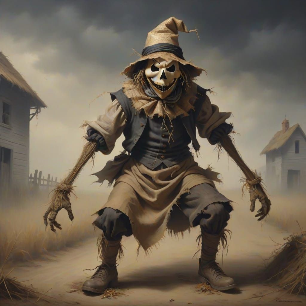 Scarecrow With Rotten Burlap Face in Caravaggio Style
