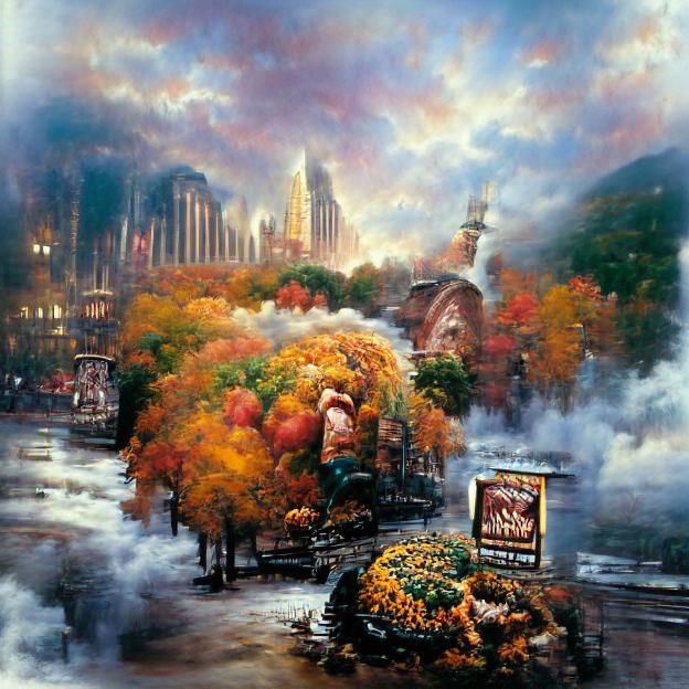 Autumn Landscape Inspired by Kinkade