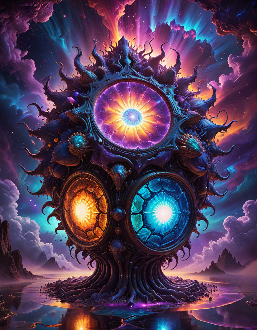 Awakening of the Ancient Alien Hive Mind in Vibrant Neon Rea...