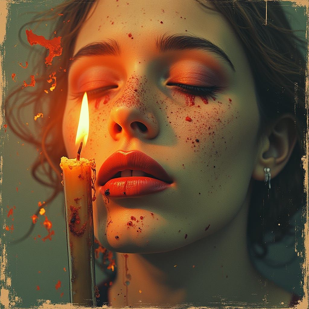 Surreal Bleeding Candles in Dadaist Photomontage