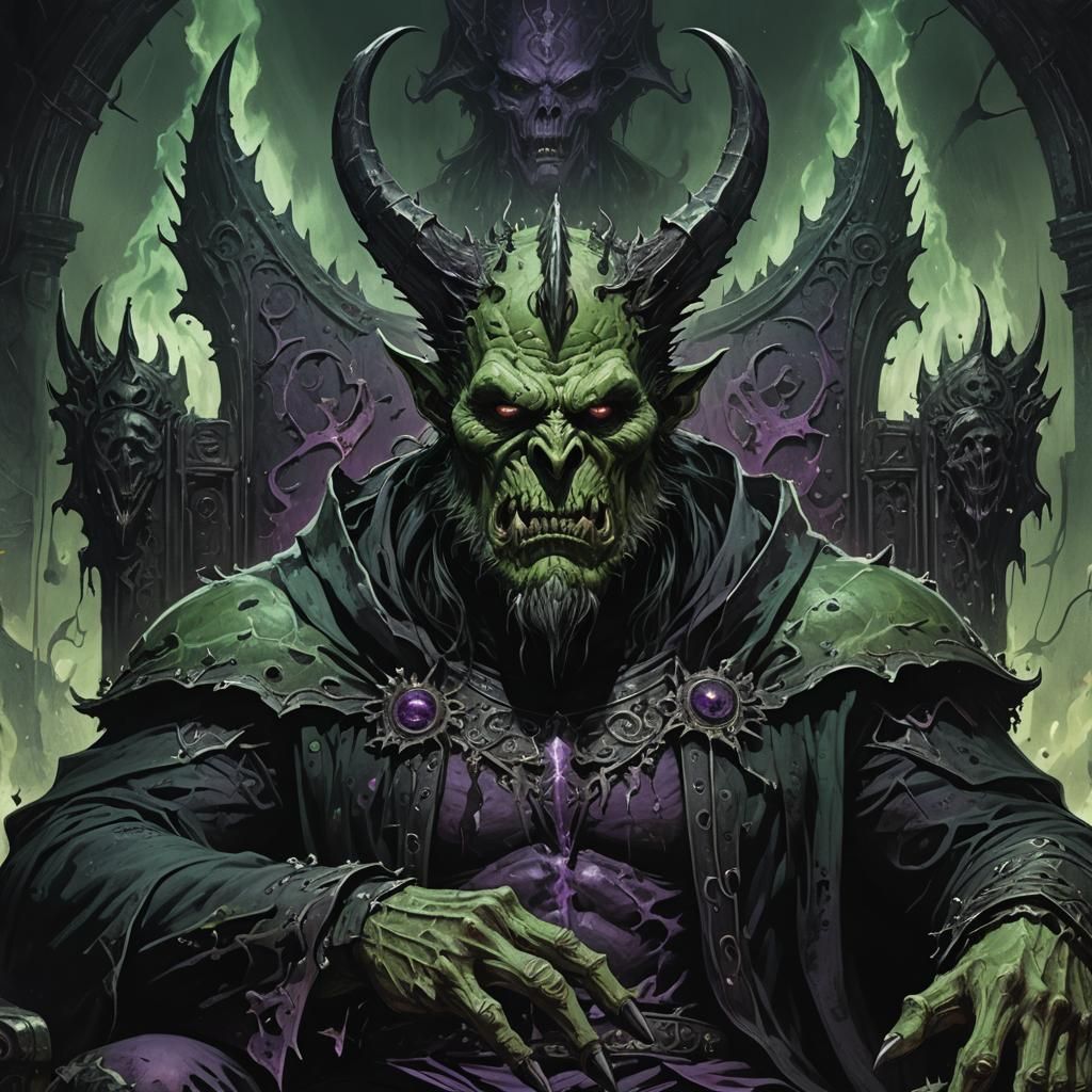 Orcus Portrait: Undead Dark Lord on Bone Throne