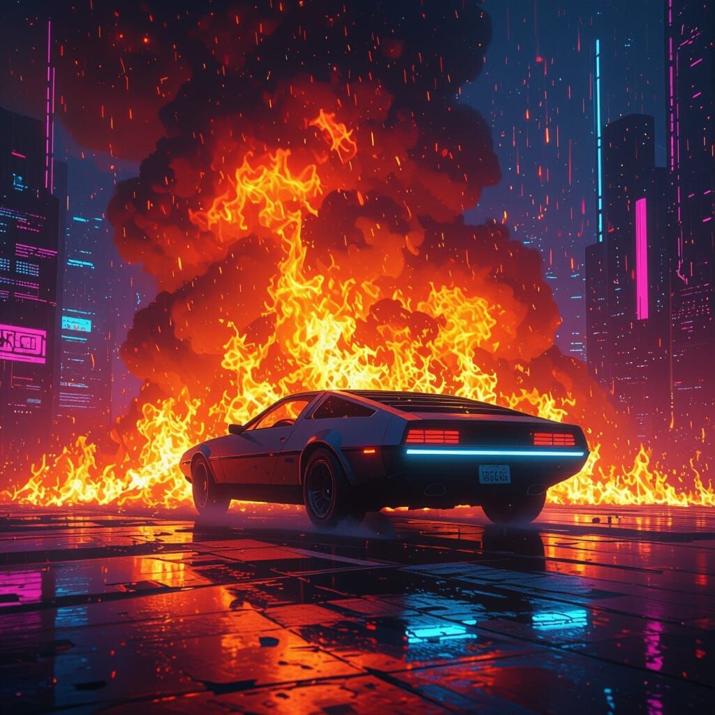 Cyberpunk Flames: A Fiery Dystopian Inferno