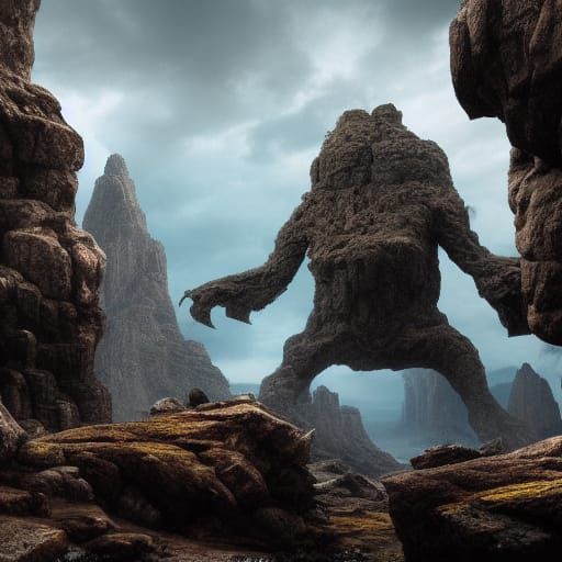 Epic Rock Monster in a Dramatic Landscape