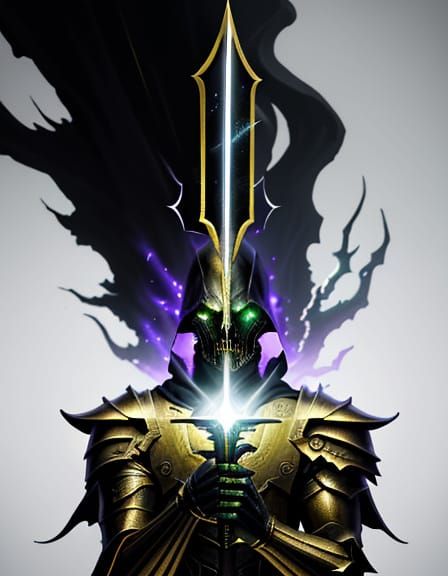 Golden Knight in Ominous Shadows
