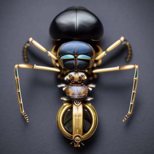 Mechanical Steampunk Scarab Beetle with Clockwork Details