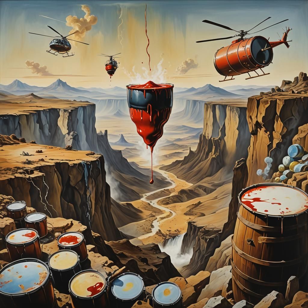 Surreal Tabasco Barrel Overlooking Valley of Absurdity