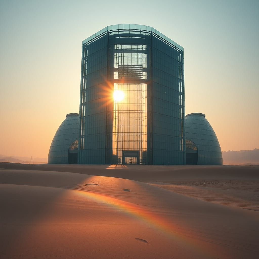 Futuristic Glass Building Creates Desert Rainbow