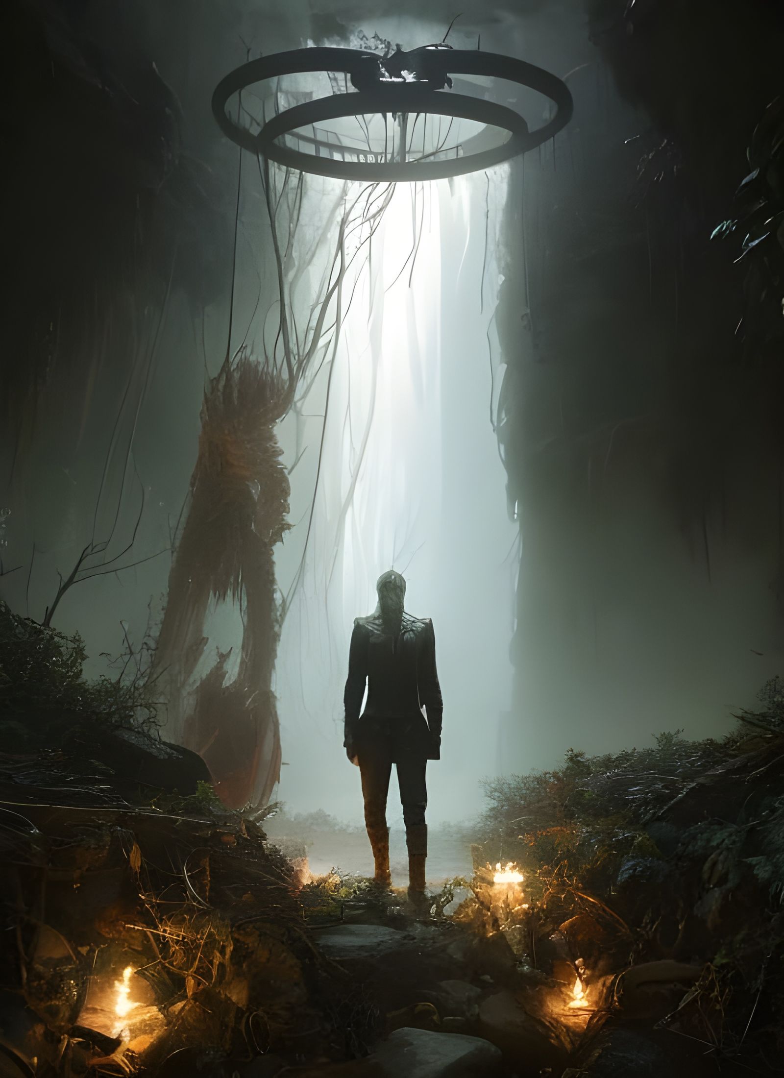 Spooky Biped in Liminal Space, Digital Illustration