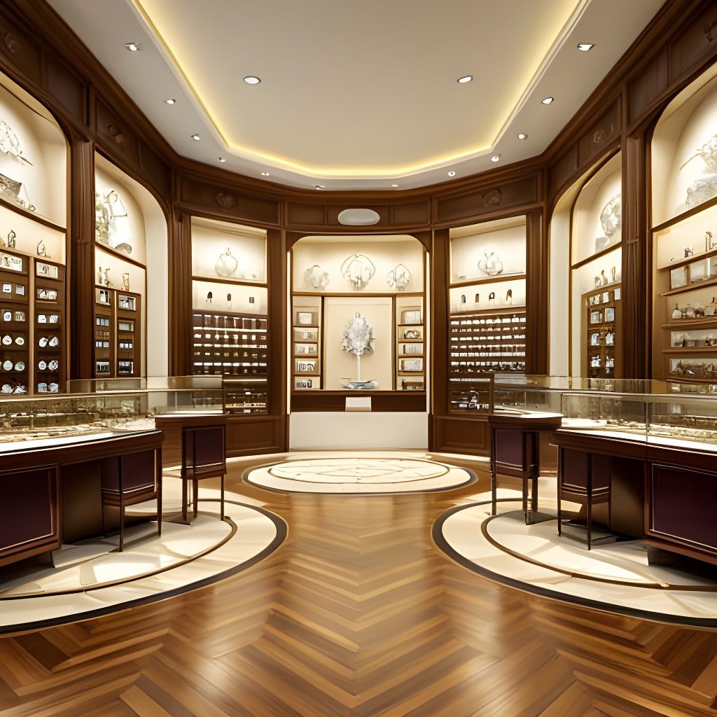 Jewelry Shop Interior with Sparkling Crystals