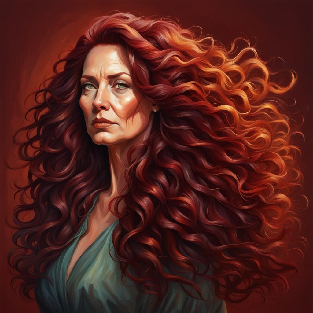 Hyperrealistic Portrait of a Red-Haired Woman