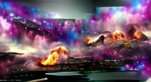 Exploding Galactic Nebula Holographic Matte Painting