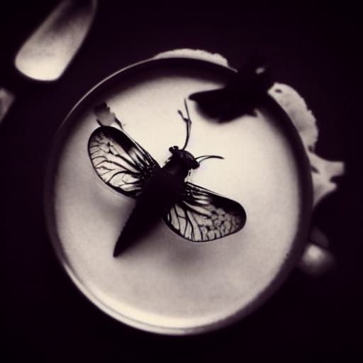 Mysterious Figure Enshrouded by Whirling Insects in a Sepia-...