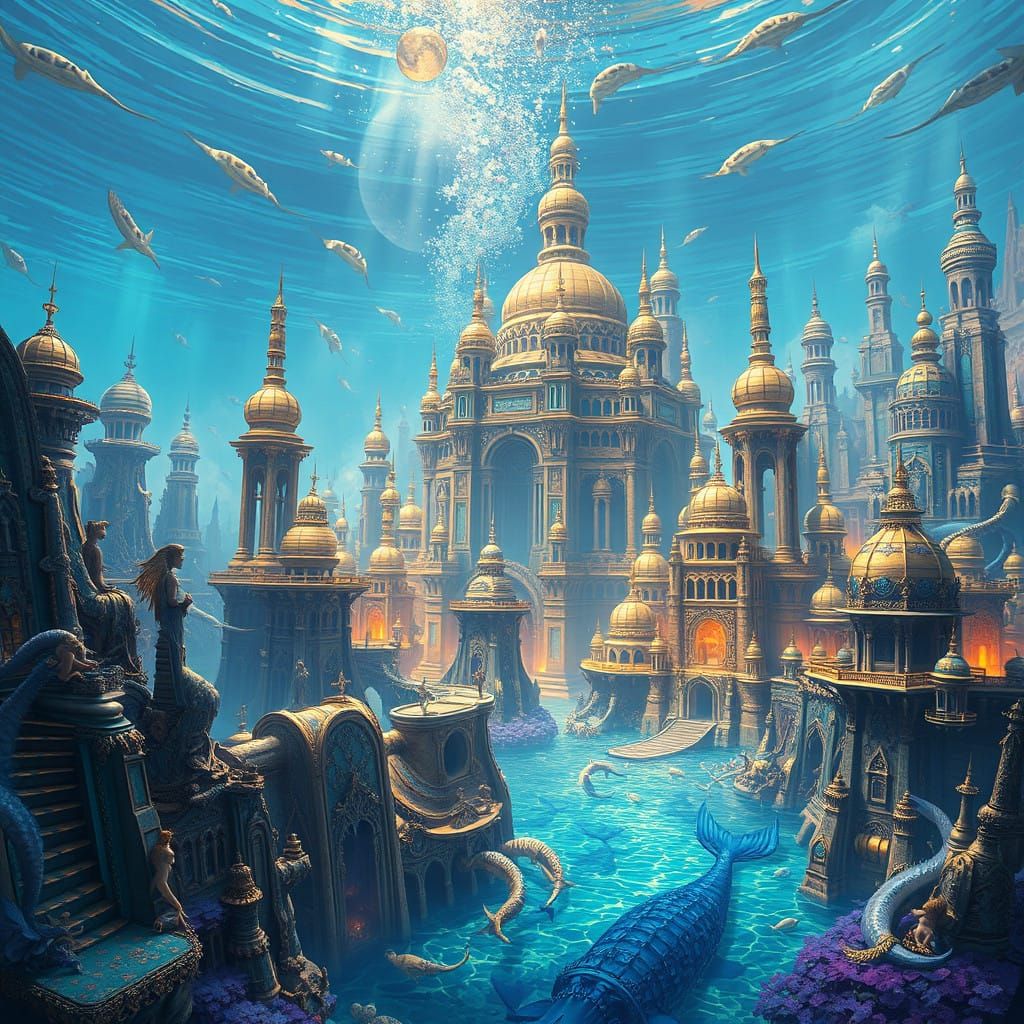 Golden Atlantis: Vibrant Underwater Metropolis