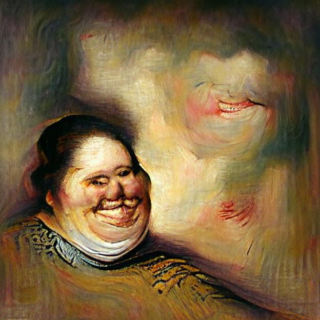 Grinning Obese Woman Portrait: Deranged Joy