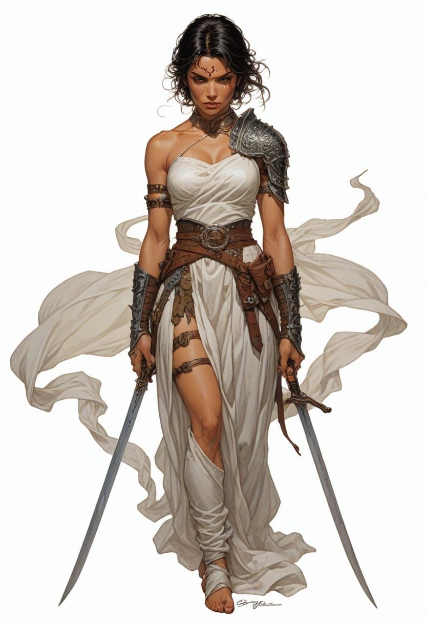 Vengeful Sword Maiden in Heroic Fantasy Style