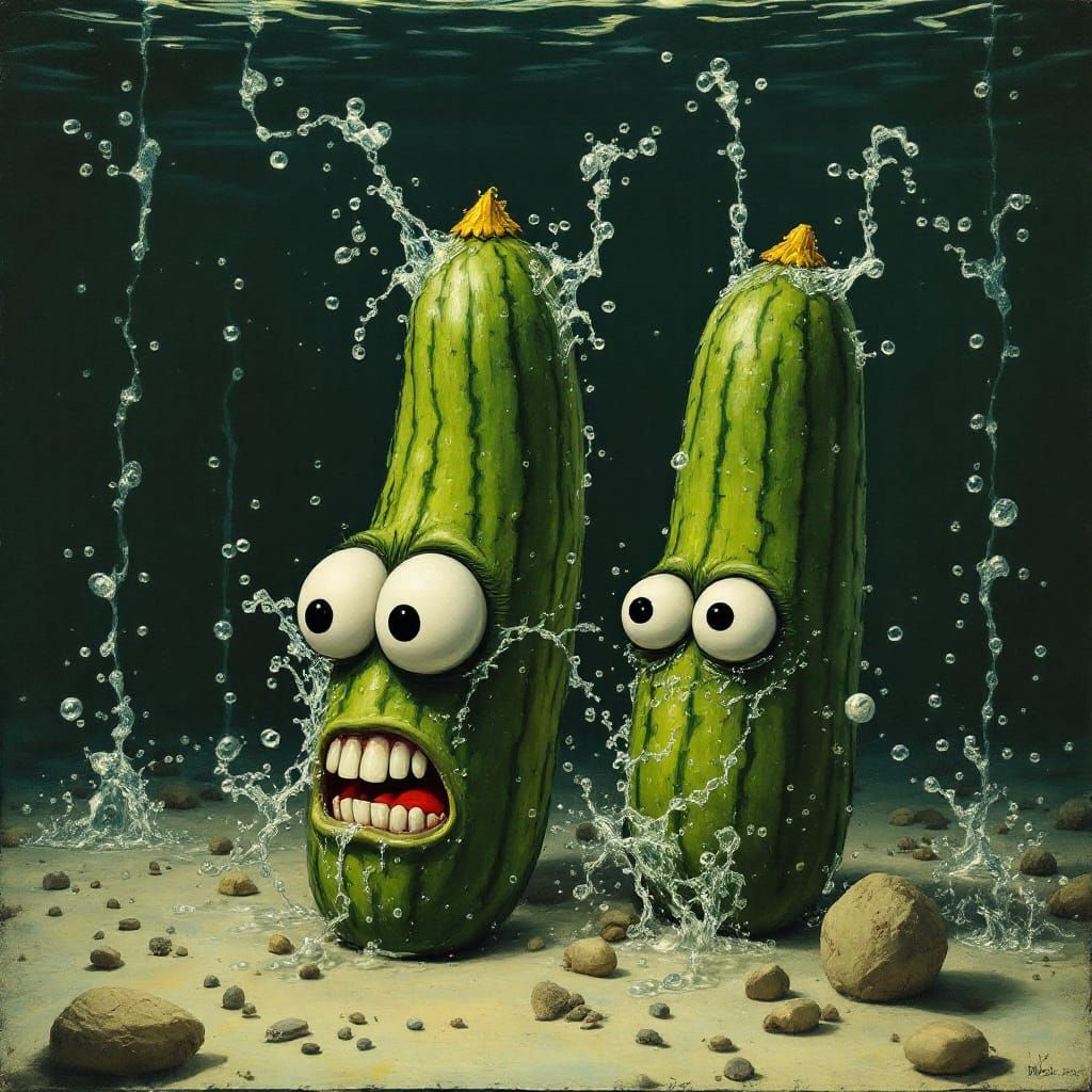 Surreal Cucumbers: Water, Anxiety, Magritte Style